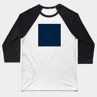 Indigo Floral Symmetrical Repeat Pattern - Dark Background Baseball T-Shirt